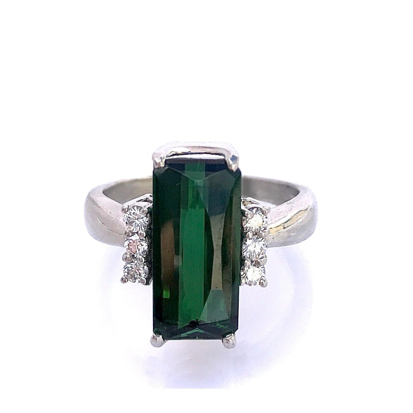 Platinum Tourmaline & Diamond Ring-Ring-Antique, Estate & Consignment-I don' know or see my size-hurdles-jewelry-boulder-colorado