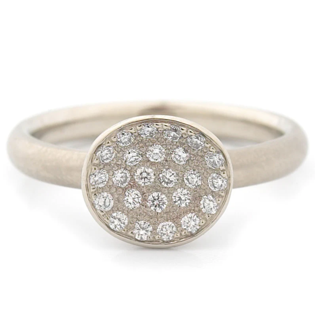 Pre-Owned 14k White Gold Mini Petal Pave Diamond Ring by Anne Sportun-Ring-Antique, Estate & Consignment-I don' know or see my size-hurdles-jewelry-boulder-colorado