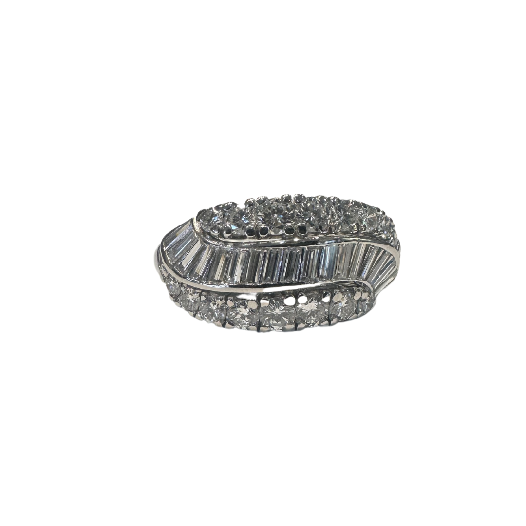 Retro Platinum and Diamond Wave-Motif Dress Ring-Ring-Antique, Estate & Consignment-I don' know or see my size-hurdles-jewelry-boulder-colorado