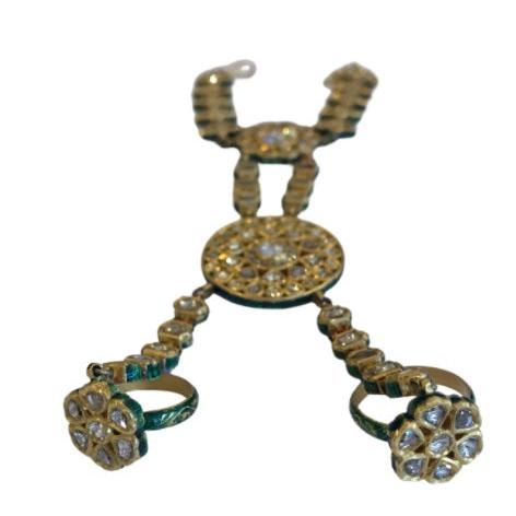 Rose Cut Diamond & Enamel Hand Ornament-Bracelet-Antique, Estate & Consignment-hurdles-jewelry-boulder-colorado