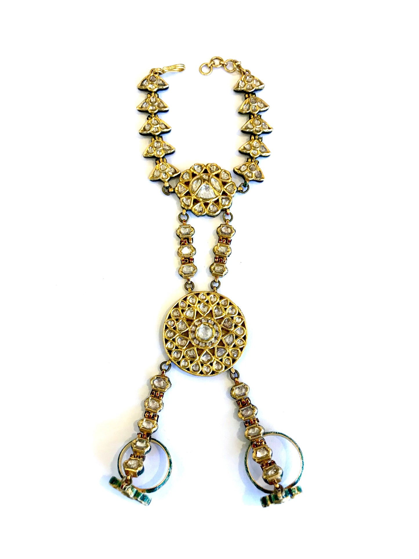 Rose Cut Diamond & Enamel Hand Ornament-Bracelet-Antique, Estate & Consignment-hurdles-jewelry-boulder-colorado