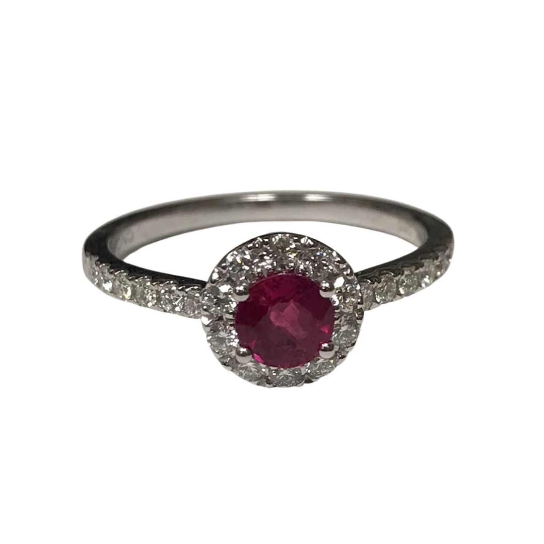Ruby & Diamond Halo Ring-Ring-Antique, Estate & Consignment-I don' know or see my size-hurdles-jewelry-boulder-colorado