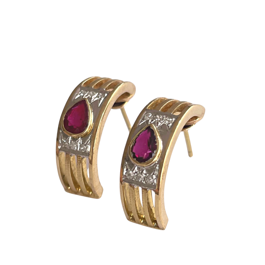 Ruby J Hoop Earrings-Earrings-Antique, Estate & Consignment-hurdles-jewelry-boulder-colorado