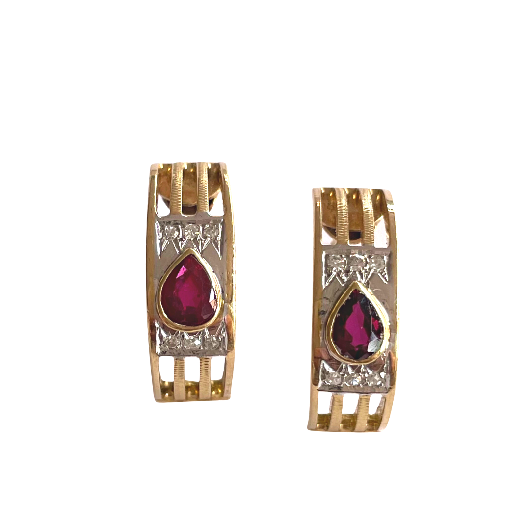 Ruby J Hoop Earrings-Earrings-Antique, Estate & Consignment-hurdles-jewelry-boulder-colorado