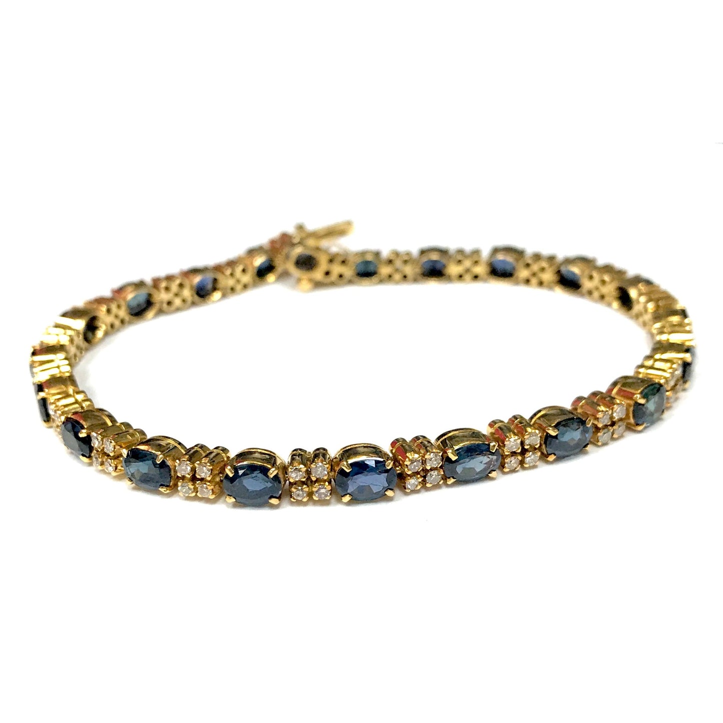 Sapphire & Diamond Tennis Bracelet-Bracelet-Antique, Estate & Consignment-hurdles-jewelry-boulder-colorado