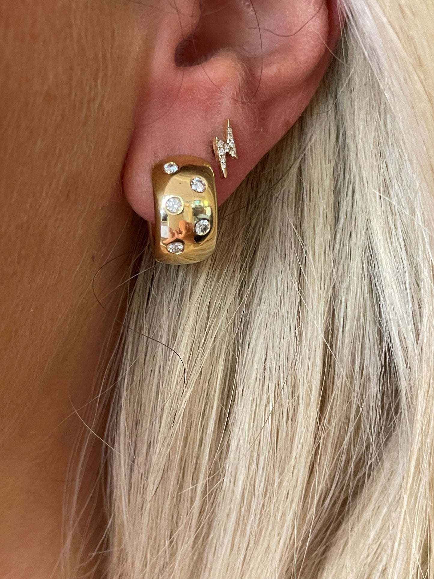 Scatter Set Diamond Huggies-Earrings-Antique, Estate & Consignment-hurdles-jewelry-boulder-colorado