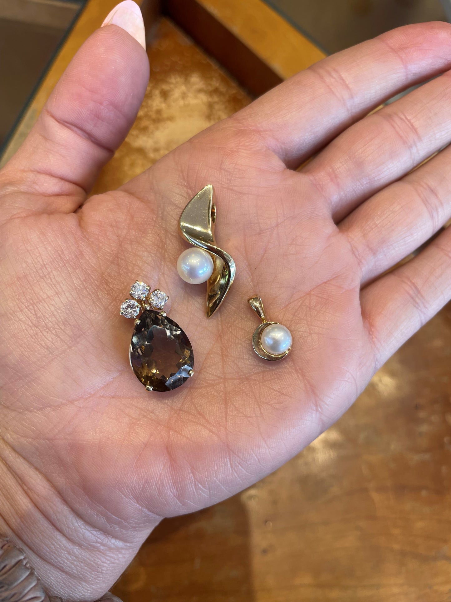 Smoky Quartz & Diamond Pendant-Pendant-Antique, Estate & Consignment-hurdles-jewelry-boulder-colorado