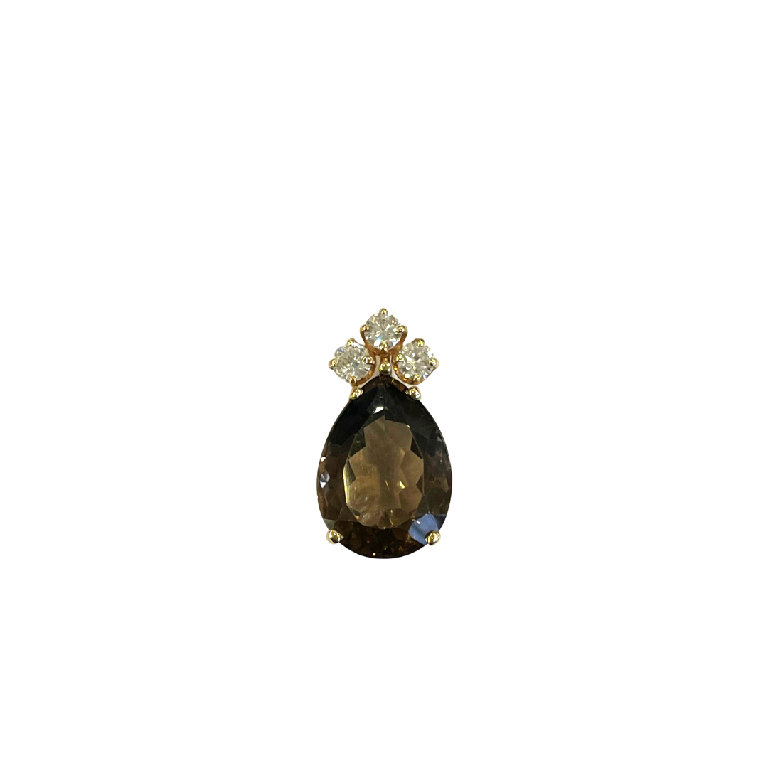 Smoky Quartz & Diamond Pendant-Pendant-Antique, Estate & Consignment-hurdles-jewelry-boulder-colorado