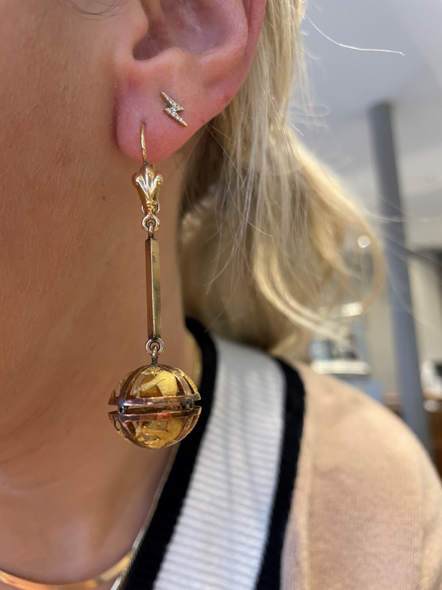 Sphere Dangle Earrings-Earrings-Antique, Estate & Consignment-hurdles-jewelry-boulder-colorado