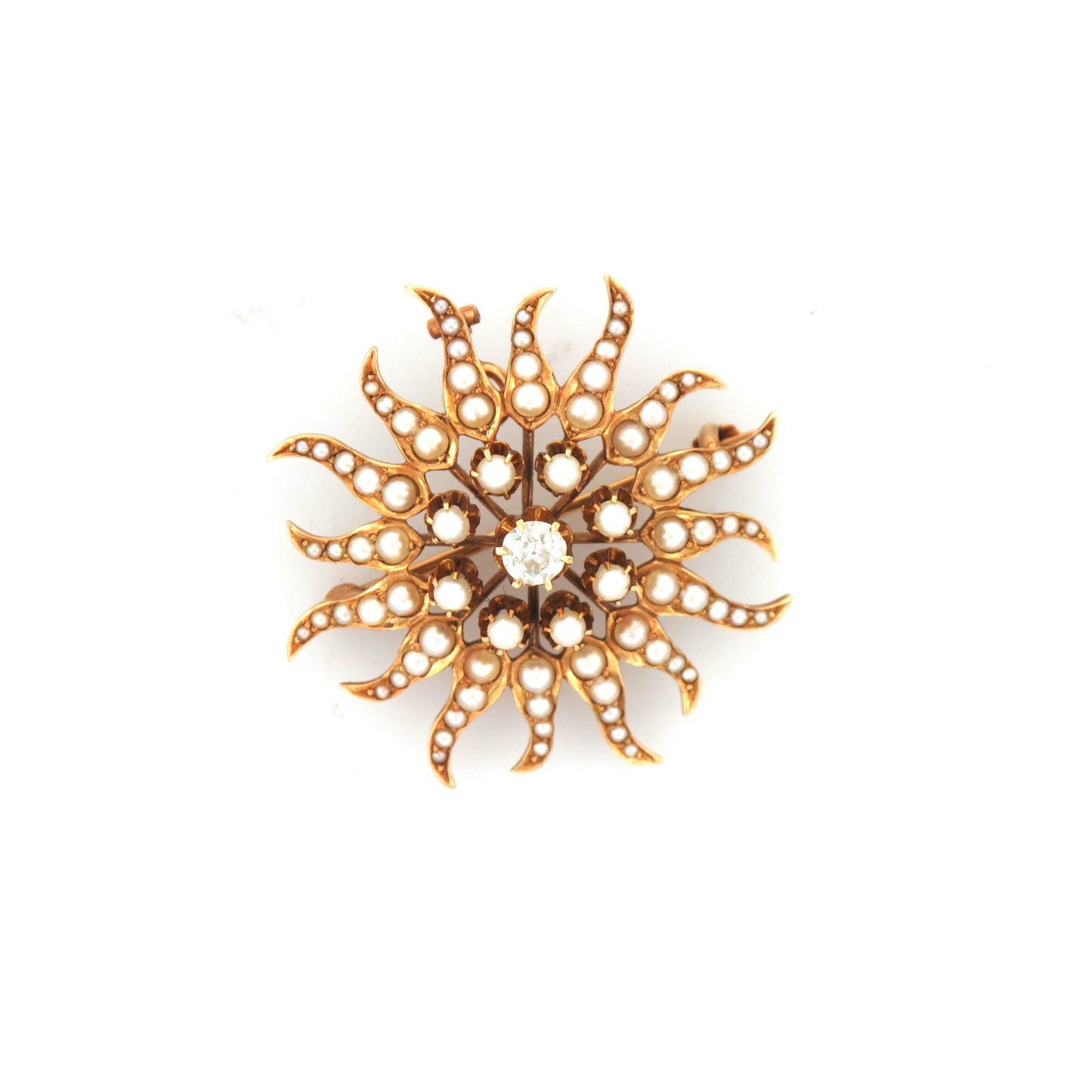 Starburst Pearl & Diamond Pin-Brooch-Antique, Estate & Consignment-hurdles-jewelry-boulder-colorado