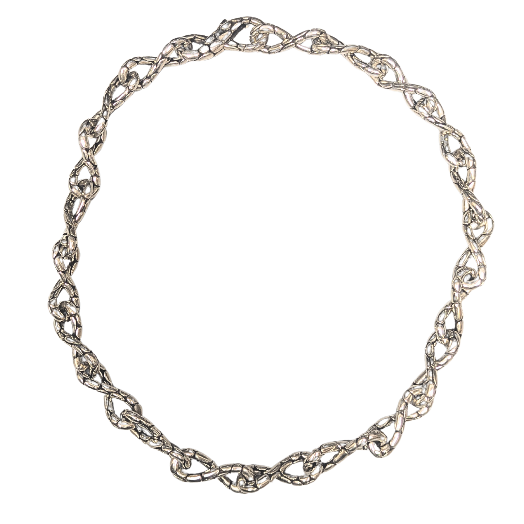 18-inch John Hardy Kali Pebble infinity chain necklace crafted in polished sterling silver with intricate fancy links.