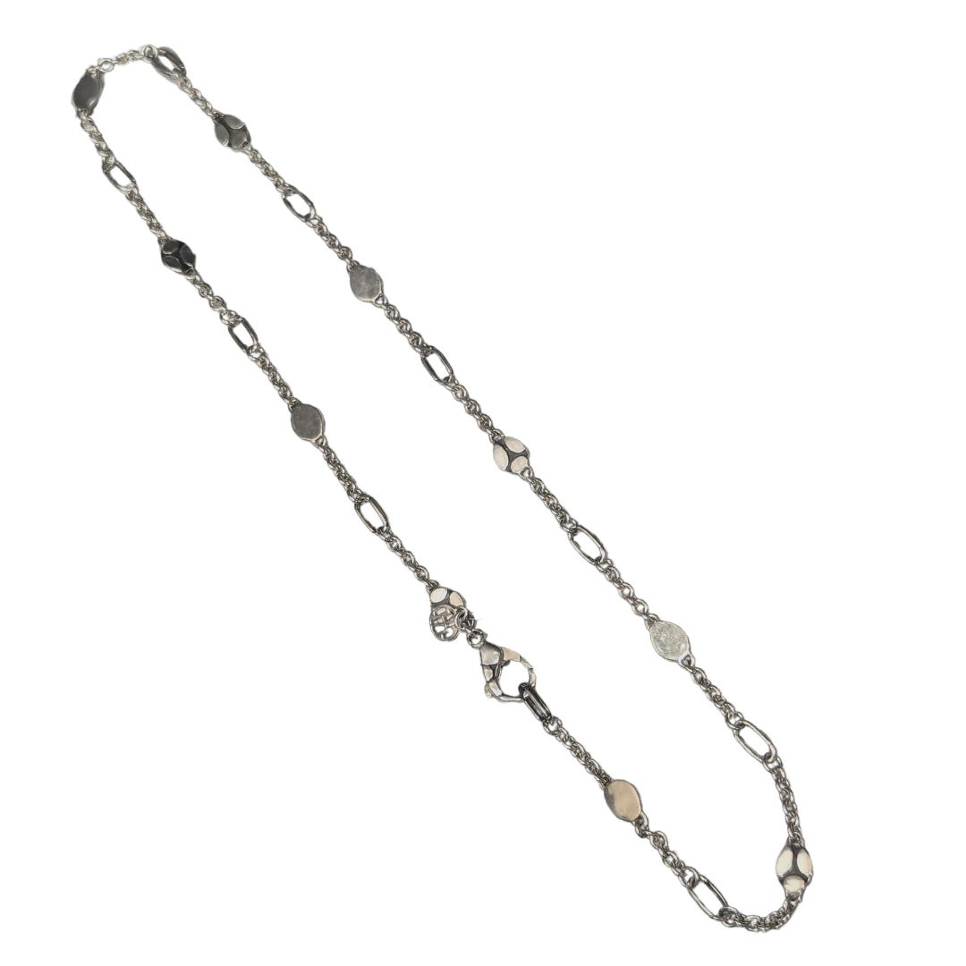 18-inch sterling silver John Hardy station chain necklace featuring alternating oval links and polished metal accents.