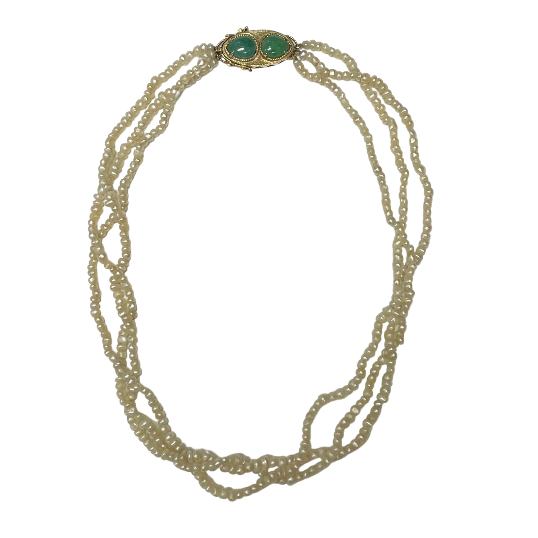 Three Strand Seed Pearl Necklace-Necklace-Antique, Estate & Consignment-hurdles-jewelry-boulder-colorado
