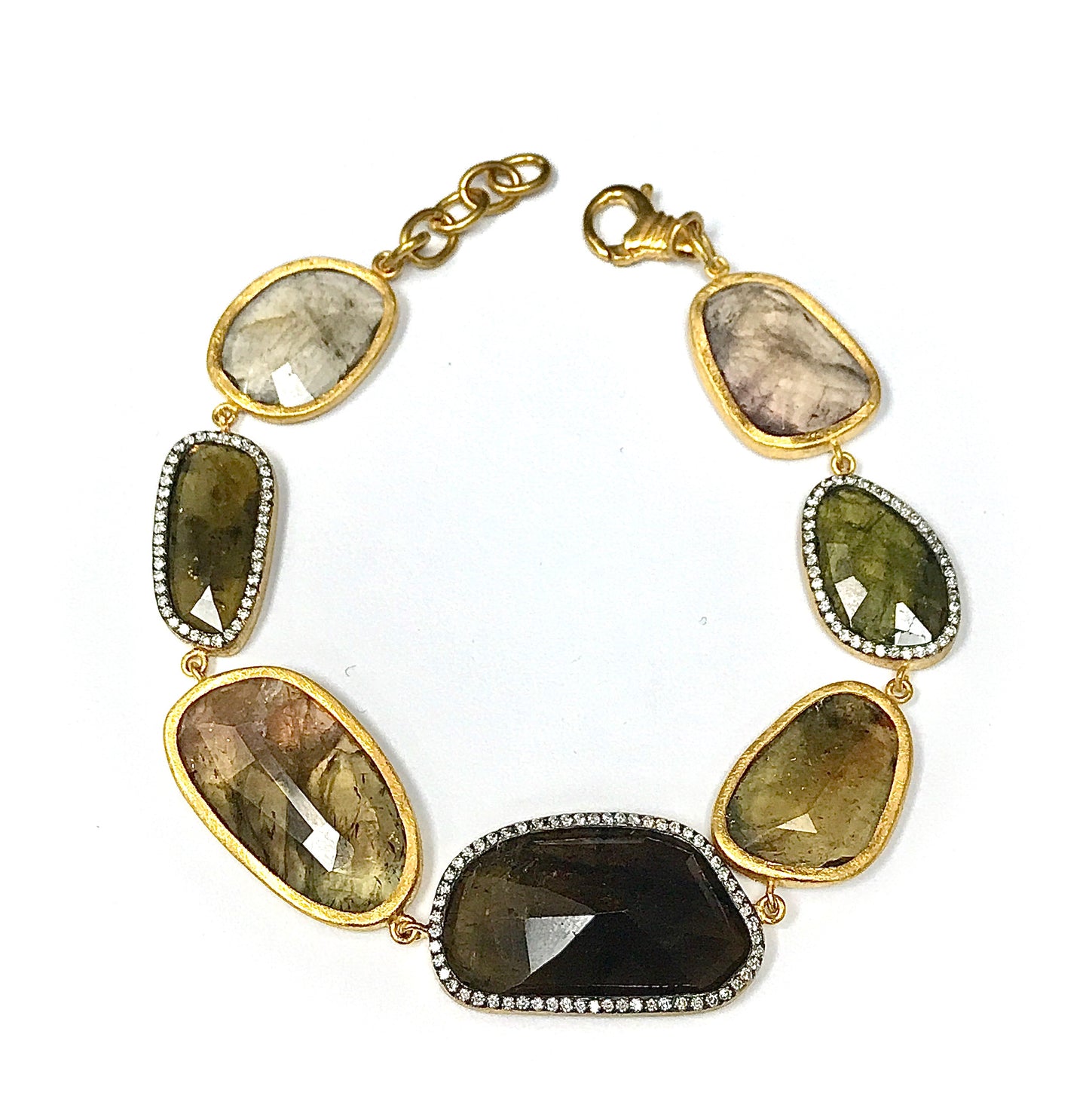 Tourmaline & Diamond Bracelet-Bracelet-Antique, Estate & Consignment-hurdles-jewelry-boulder-colorado