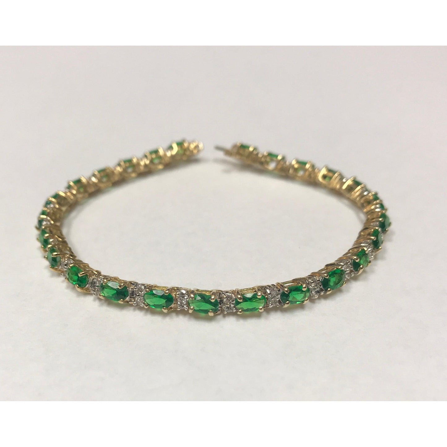 Tsavorite Garnet & Diamond Tennis Bracelet-Bracelet-Antique, Estate & Consignment-hurdles-jewelry-boulder-colorado