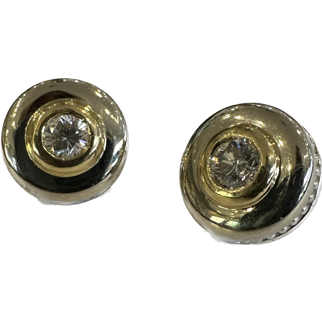 Two Tone Diamond Bezel Studs-Earrings-Antique, Estate & Consignment-hurdles-jewelry-boulder-colorado