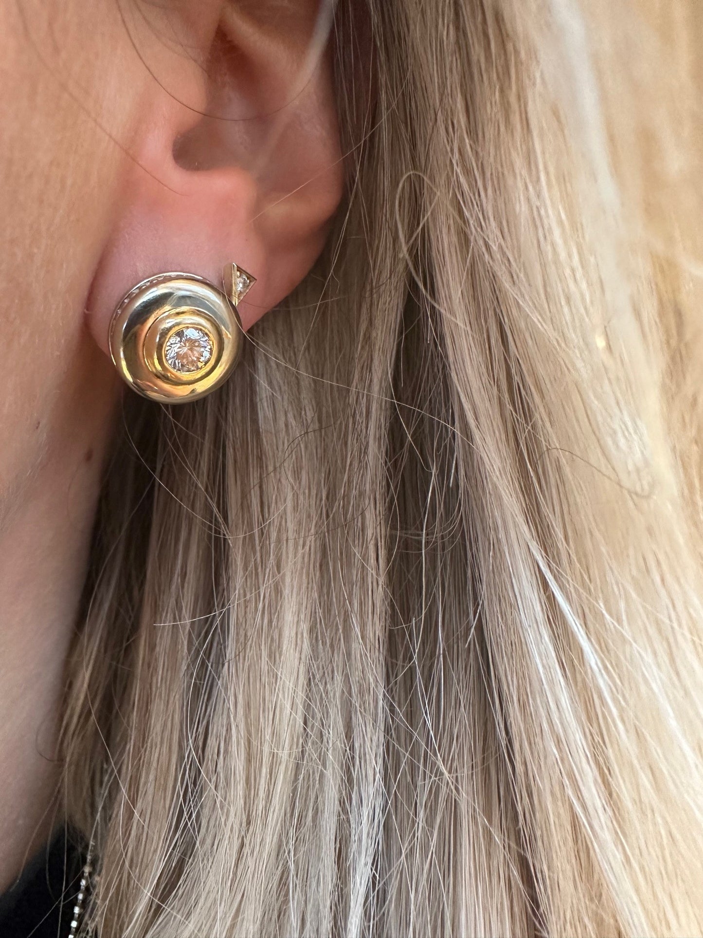 Two Tone Diamond Bezel Studs-Earrings-Antique, Estate & Consignment-hurdles-jewelry-boulder-colorado