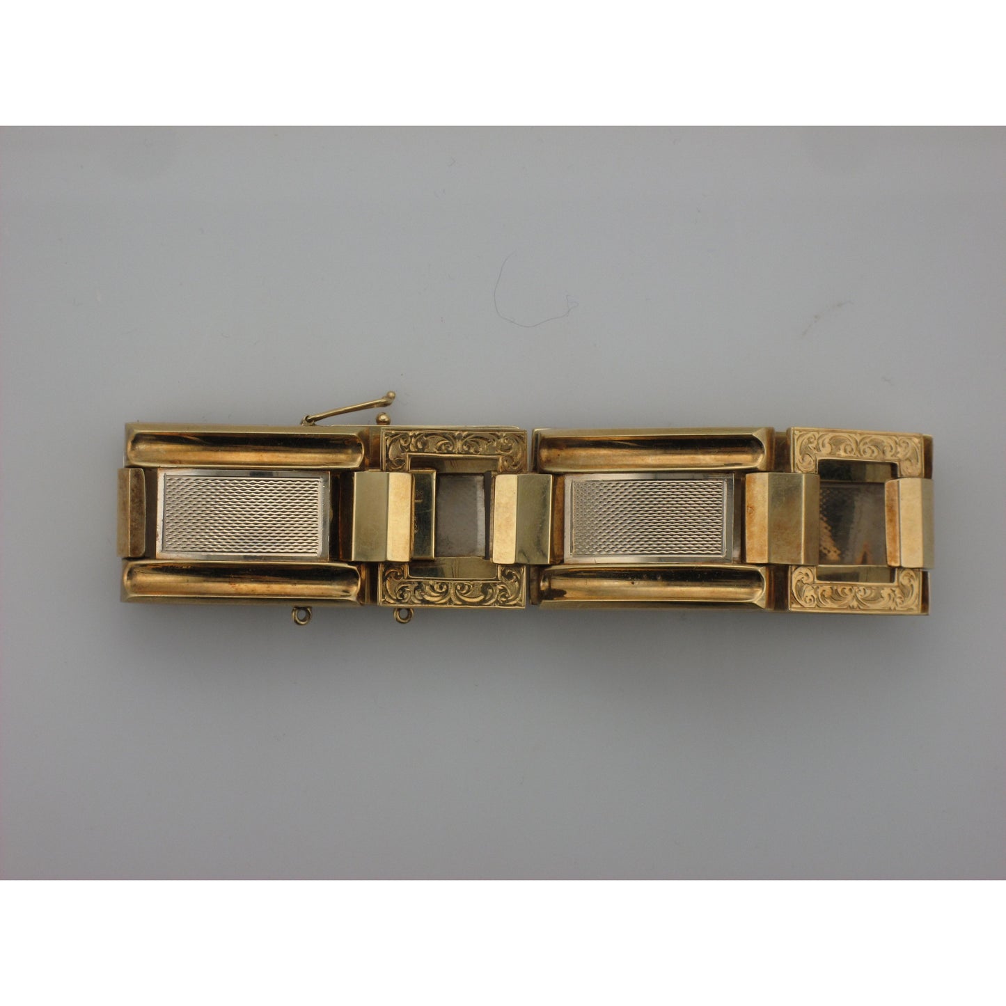 Two Tone Gold Square Link Bracelet-Bracelet-Antique, Estate & Consignment-hurdles-jewelry-boulder-colorado