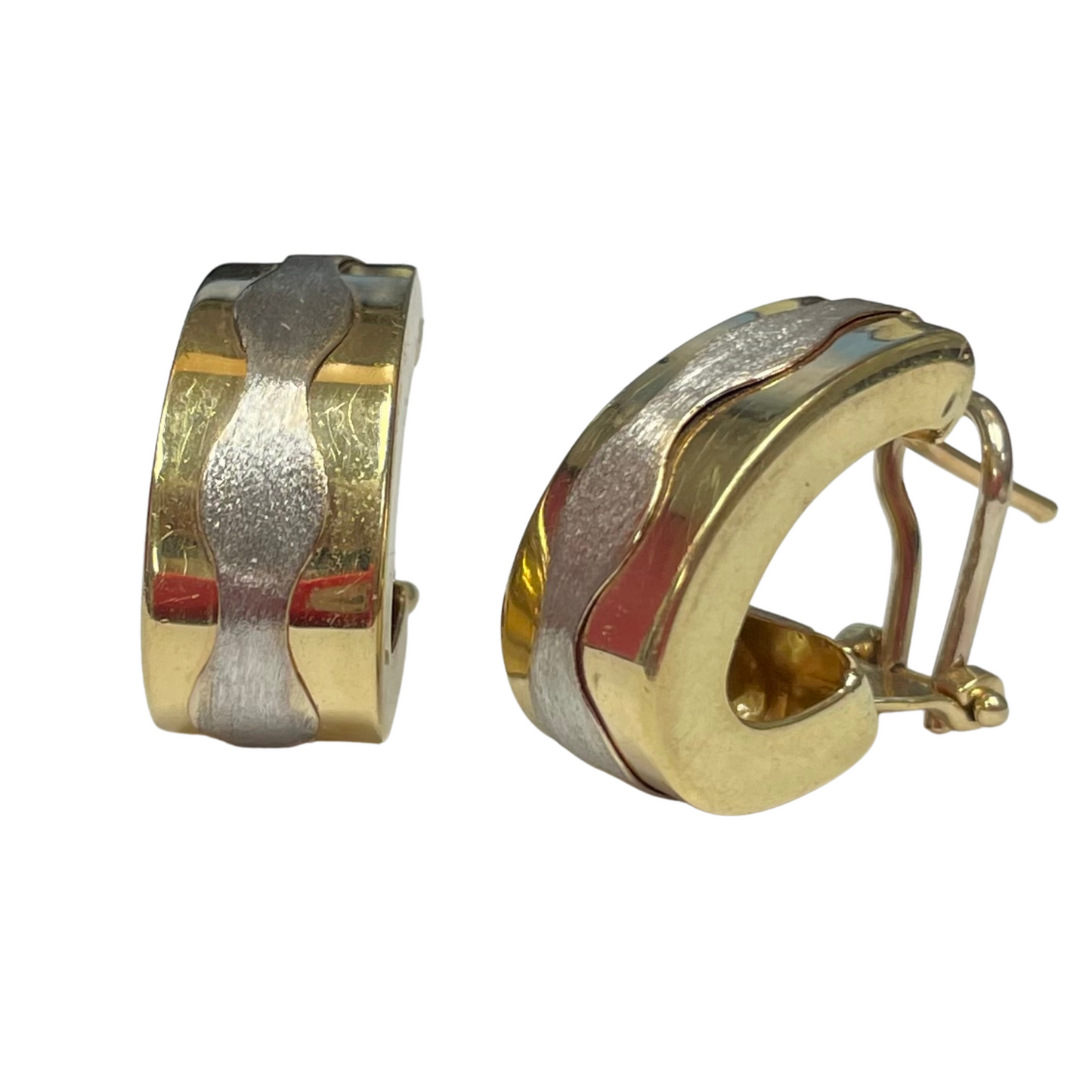 Two Tone Gold Wave Earrings-Earrings-Antique, Estate & Consignment-hurdles-jewelry-boulder-colorado
