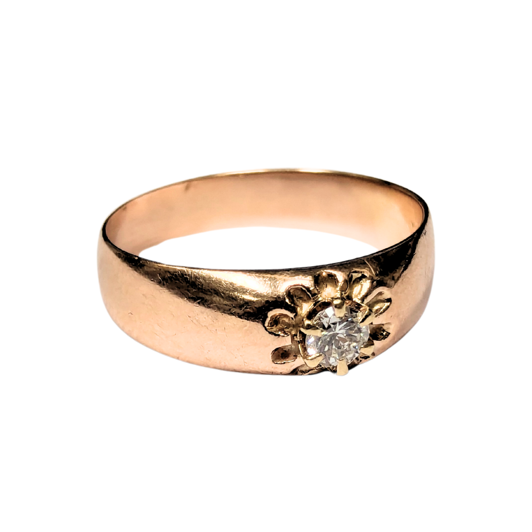 Victorian-style 14k Rose Gold Belcher-set 0.12carat Diamond Ring-Ring-Antique, Estate & Consignment-I don' know or see my size-hurdles-jewelry-boulder-colorado