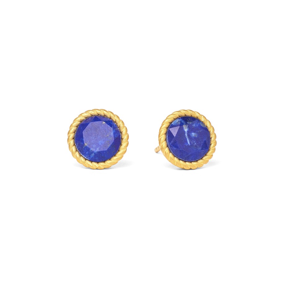 Castigli Lapis Stud Earrings-Earrings-Bernd Wolf-hurdles-jewelry-boulder-colorado