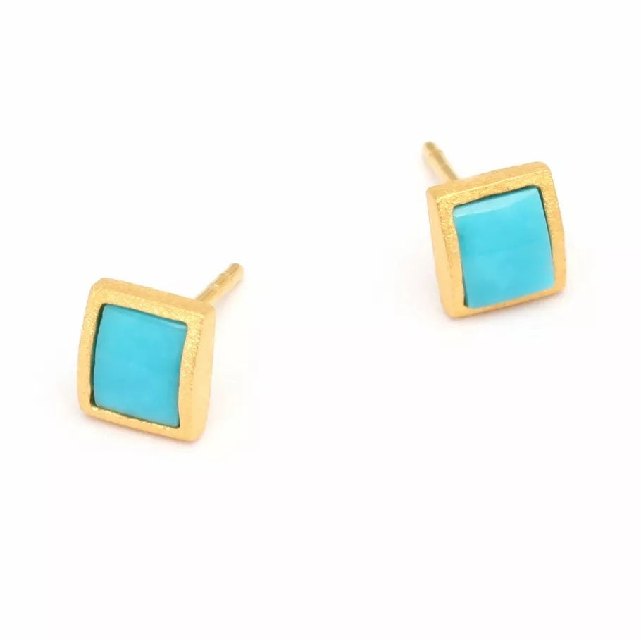 Colini Turquoise Stud Earrings-Earrings-Bernd Wolf-hurdles-jewelry-boulder-colorado