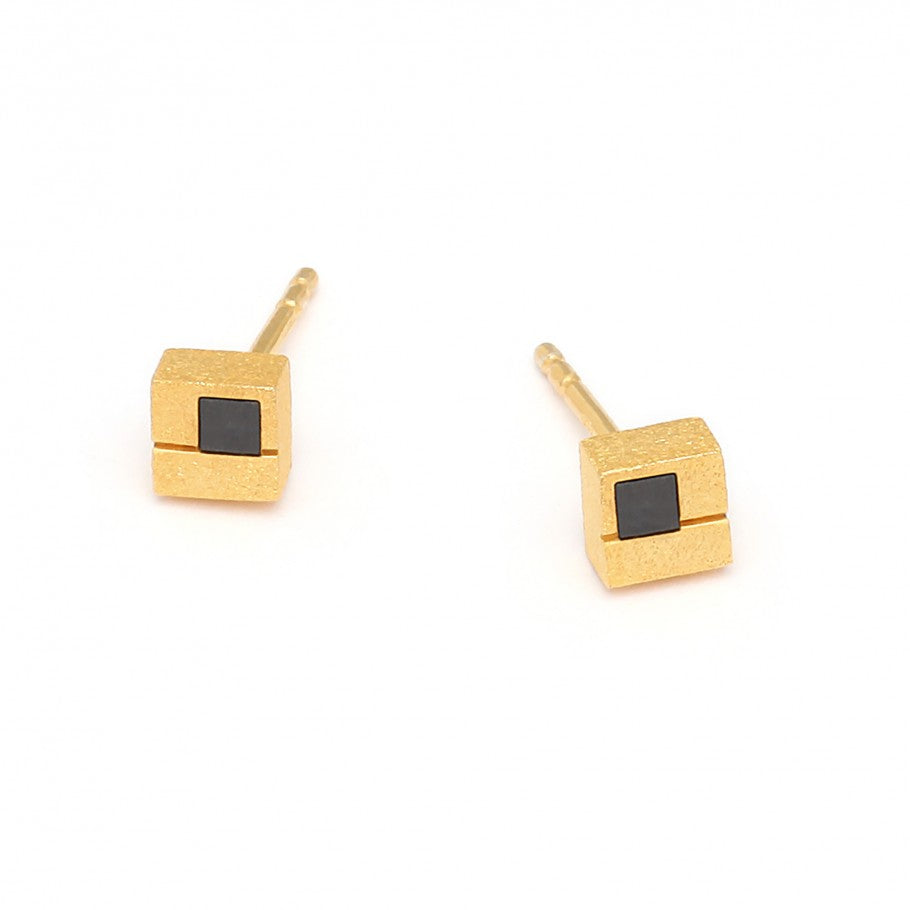 Cubini Hematite Stud Earrings-Earrings-Bernd Wolf-hurdles-jewelry-boulder-colorado