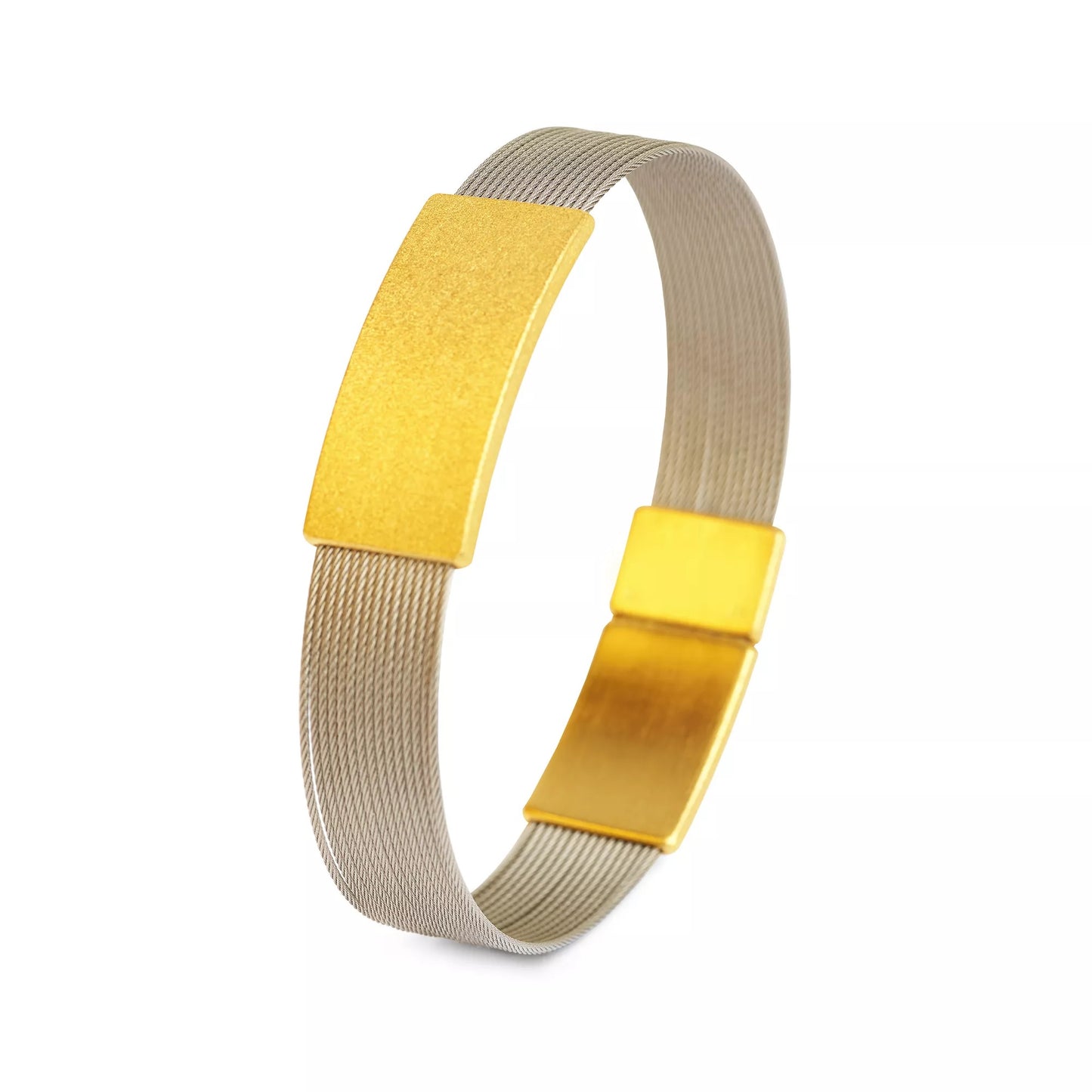 Lemans Steel & Gold Plated Bracelet-Bracelet-Bernd Wolf-hurdles-jewelry-boulder-colorado