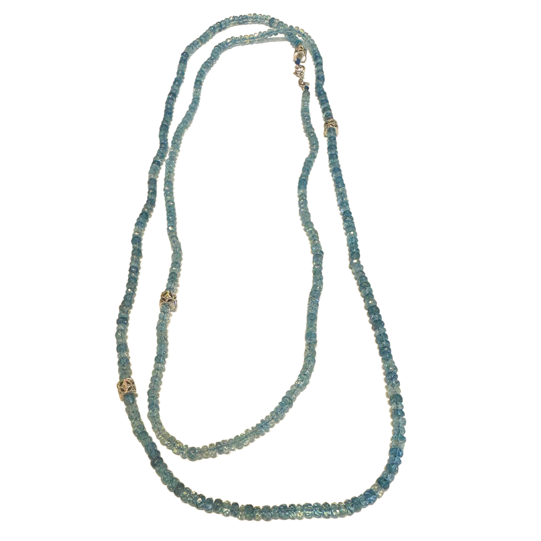 Aquamarine Beaded Long Necklace-Necklace-Beverley K-hurdles-jewelry-boulder-colorado