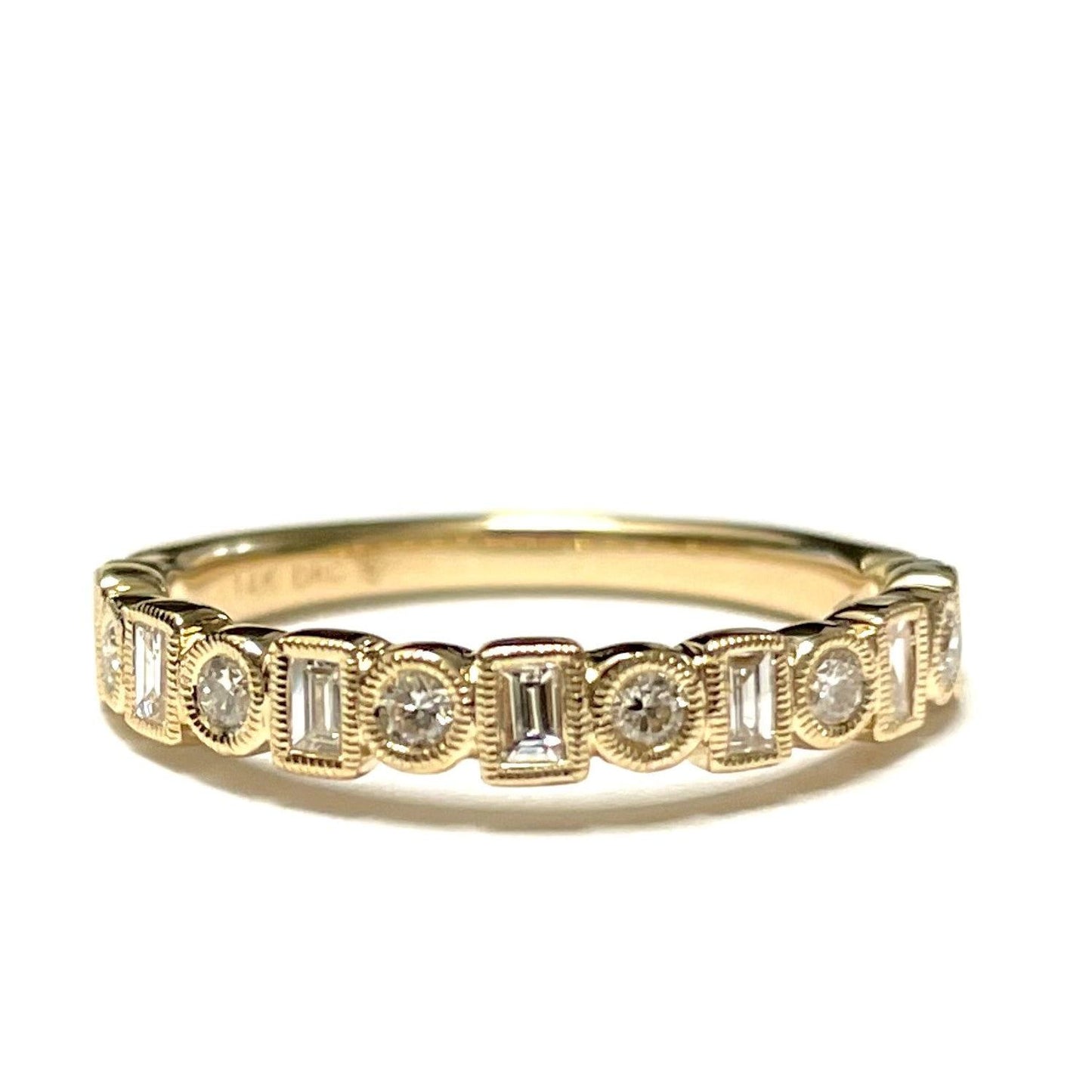 Baguette & Round Diamond Band - Yellow Gold-Band-Beverley K-I don' know or see my size-hurdles-jewelry-boulder-colorado