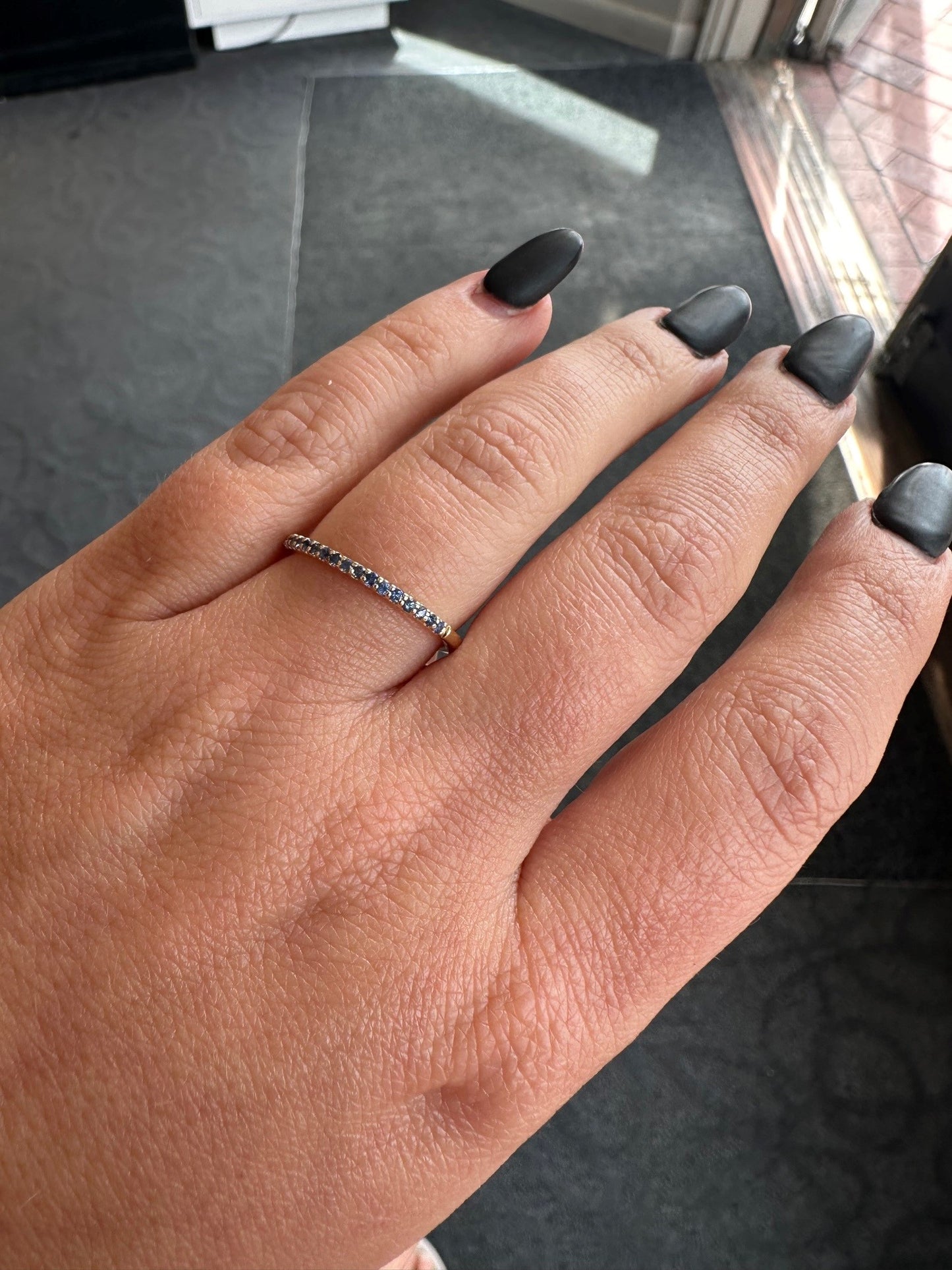 Light Blue Sapphire Band-Band-Beverley K-I don' know or see my size-hurdles-jewelry-boulder-colorado
