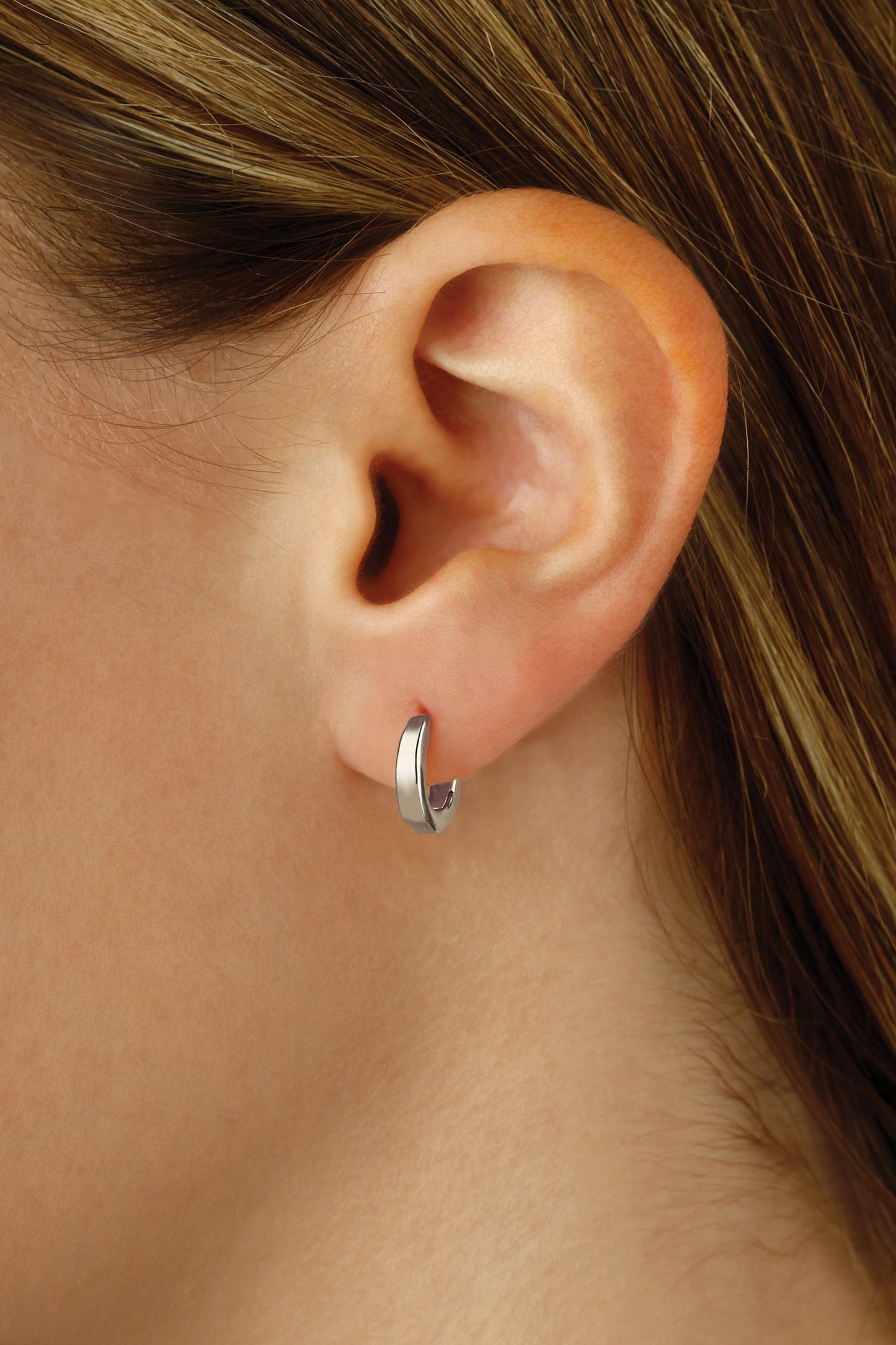 3 x 12mm White Gold Huggie Earrings-Earrings-Carla Nancy B-14K White Gold-hurdles-jewelry-boulder-colorado