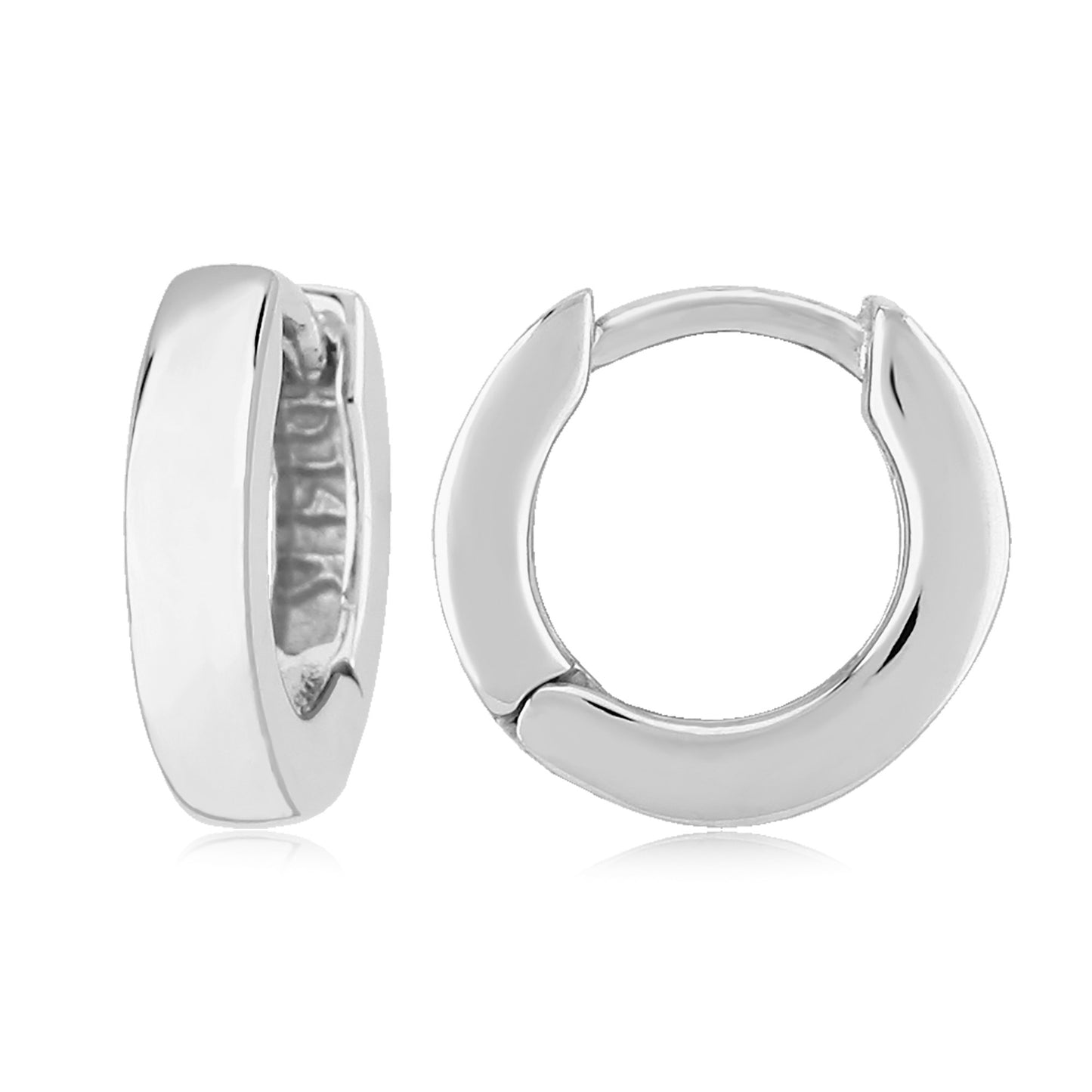 3 x 12mm White Gold Huggie Earrings-Earrings-Carla Nancy B-14K White Gold-hurdles-jewelry-boulder-colorado