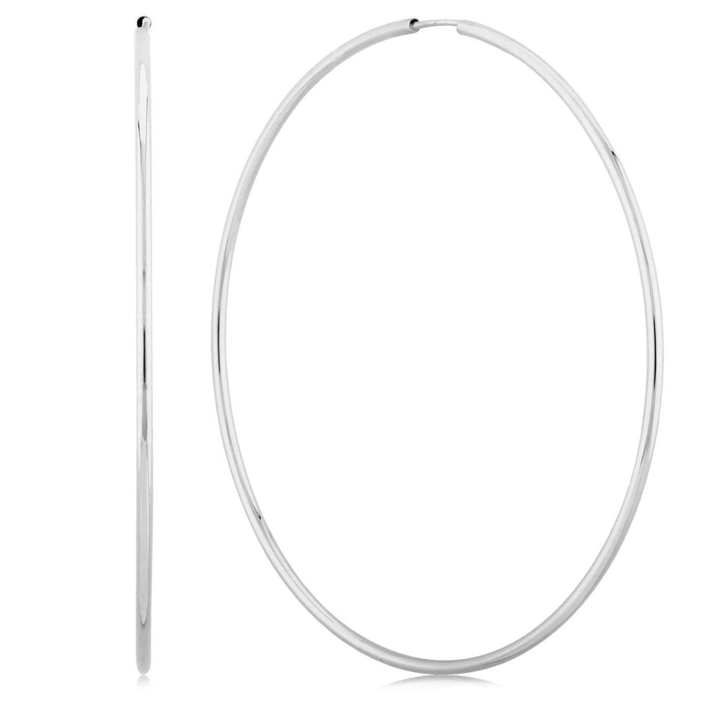 White Gold Endless Hoop Earrings - 60mm-Earrings-Carla Nancy B-hurdles-jewelry-boulder-colorado