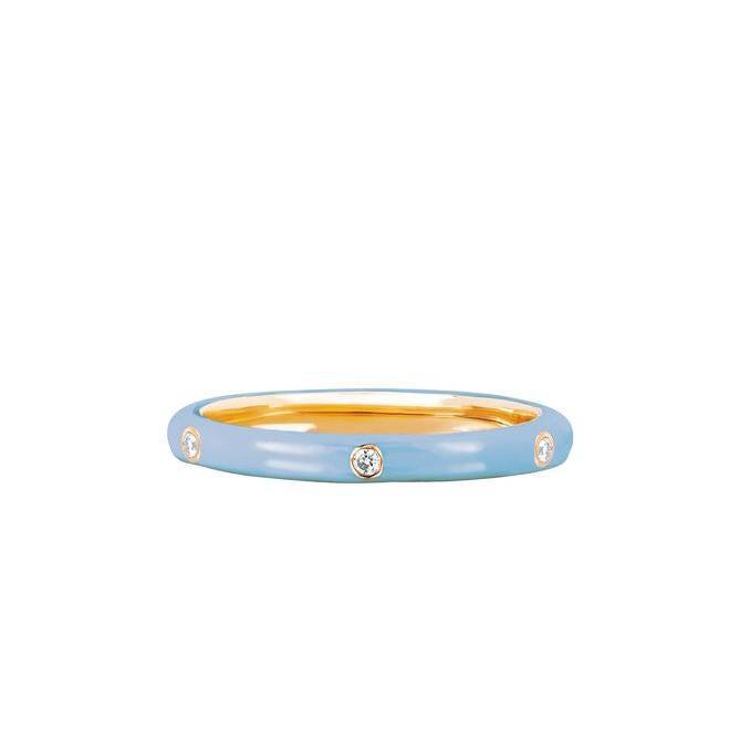 3 Diamond Baby Blue Enamel Stack Ring-Enamel-EF Collection-14K White Gold-5-hurdles-jewelry-boulder-colorado