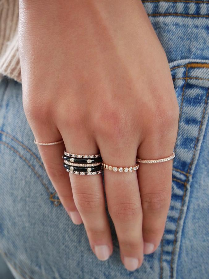 3 Diamond Black Enamel Stack Ring-Enamel-EF Collection-hurdles-jewelry-boulder-colorado