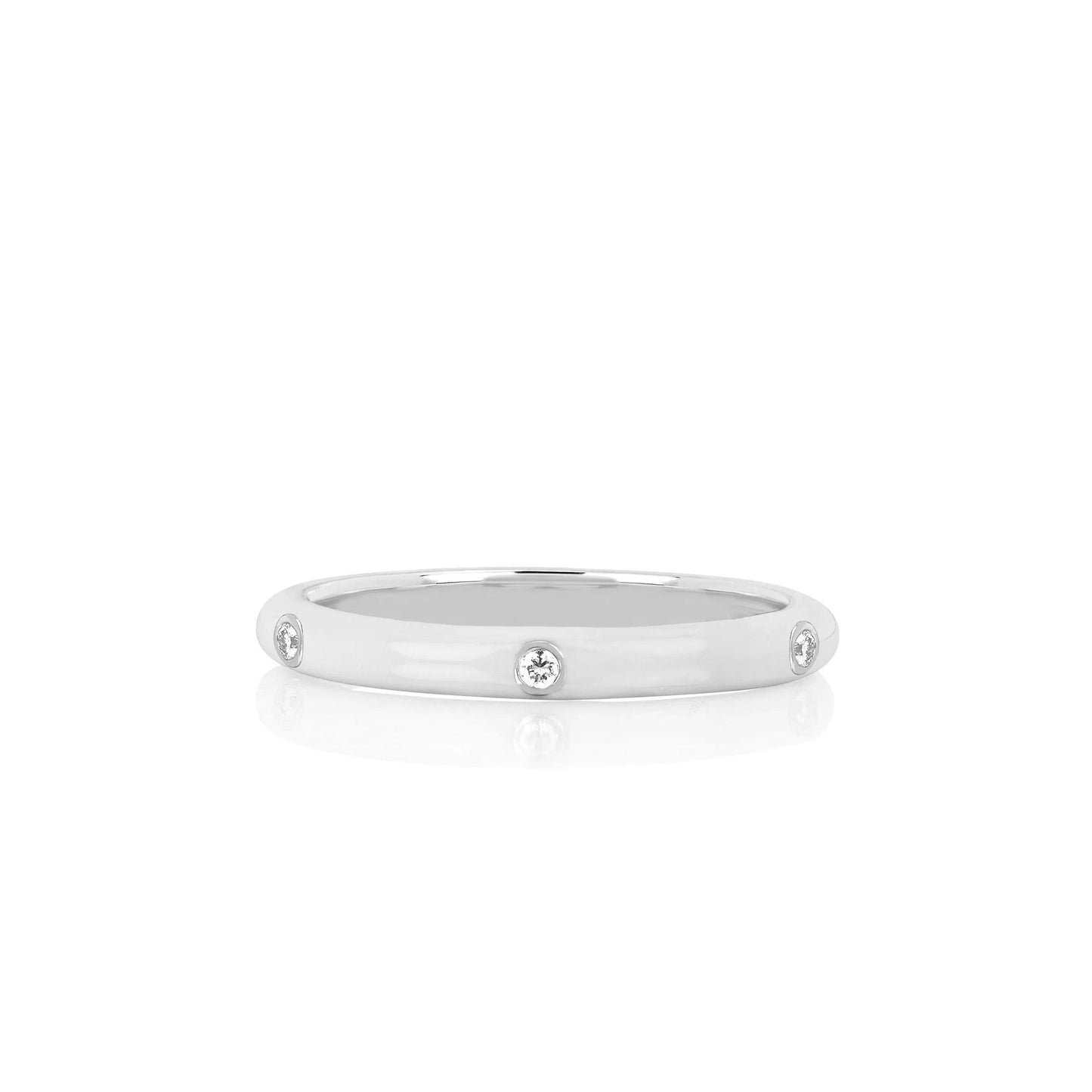 3 Diamond White Enamel Stack Ring-Enamel-EF Collection-14K Rose Gold-5-hurdles-jewelry-boulder-colorado