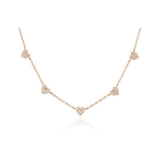 5 Mini Diamond Heart Necklace-Necklace-EF Collection-14K White Gold-hurdles-jewelry-boulder-colorado