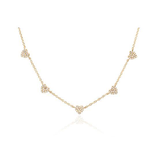 5 Mini Diamond Heart Necklace-Necklace-EF Collection-14K White Gold-hurdles-jewelry-boulder-colorado
