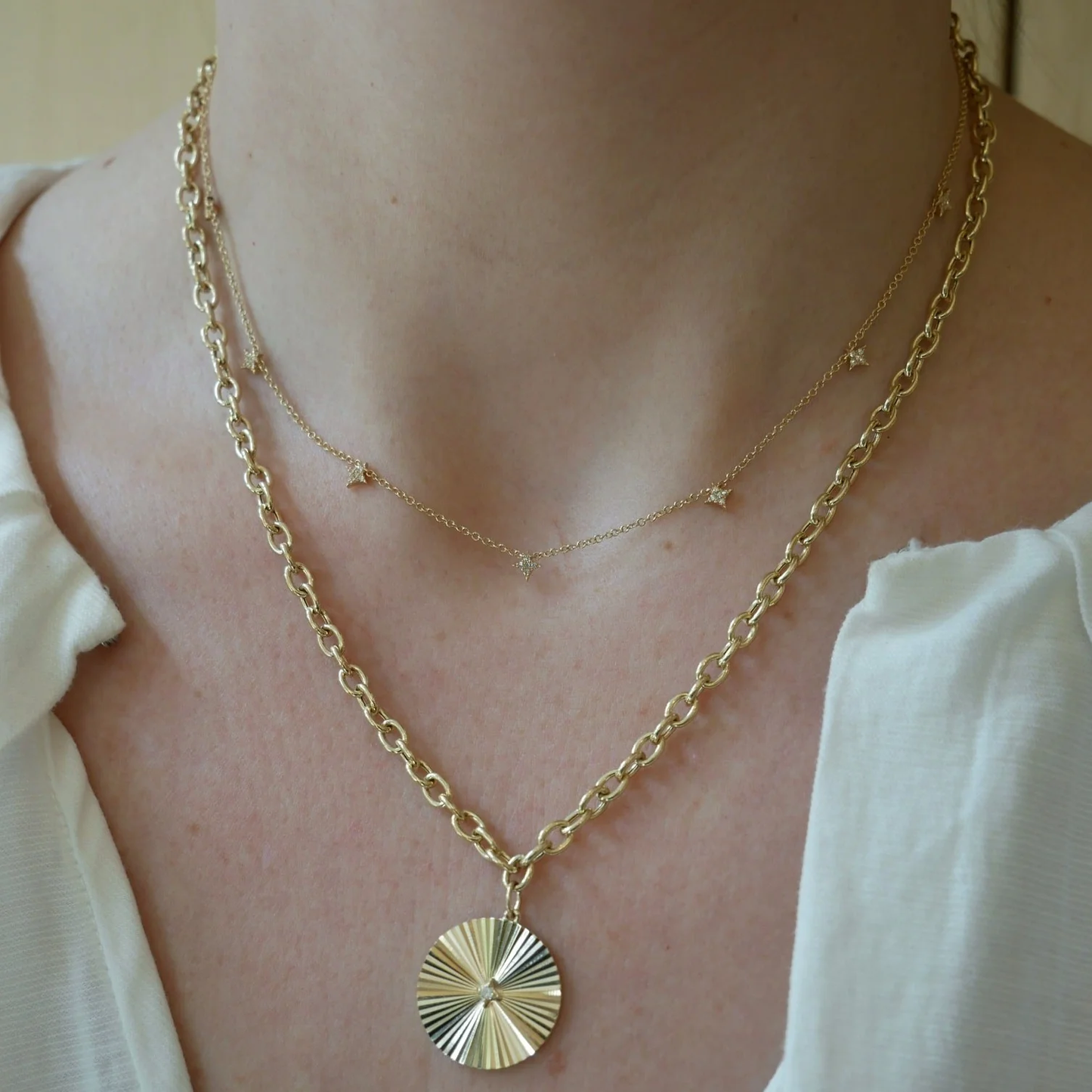 7 Diamond Sparkle Necklace-Necklace-EF Collection-14K Yellow Gold-hurdles-jewelry-boulder-colorado
