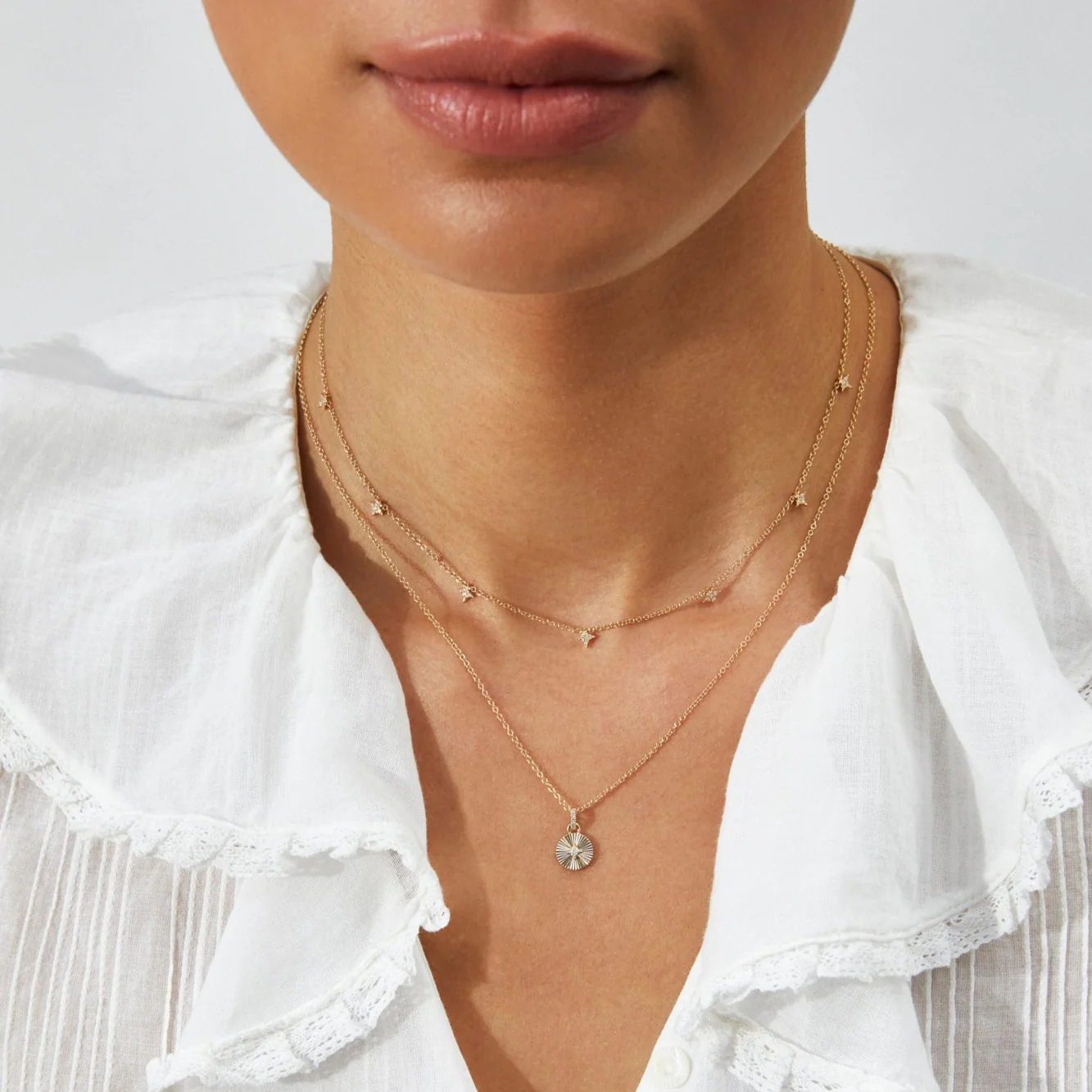 7 Diamond Sparkle Necklace-Necklace-EF Collection-14K Yellow Gold-hurdles-jewelry-boulder-colorado