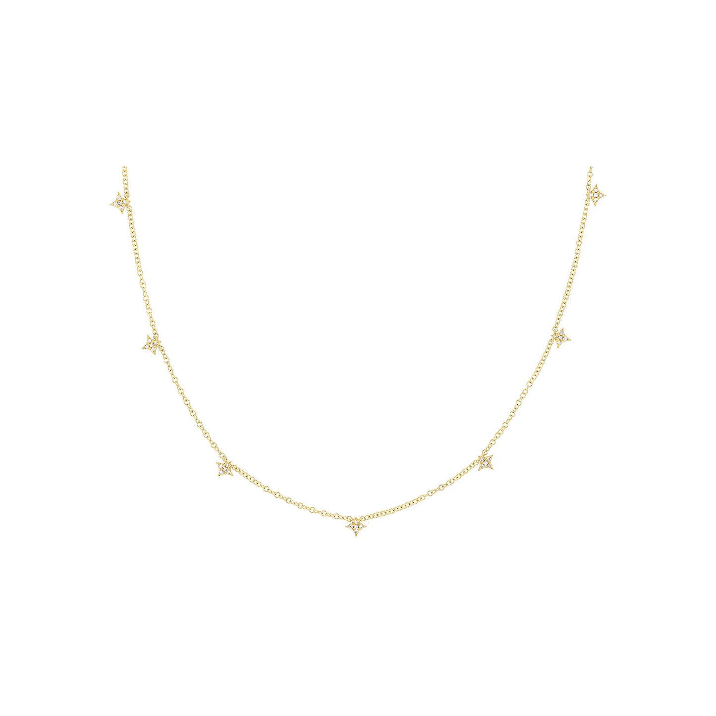7 Diamond Sparkle Necklace-Necklace-EF Collection-14K Yellow Gold-hurdles-jewelry-boulder-colorado