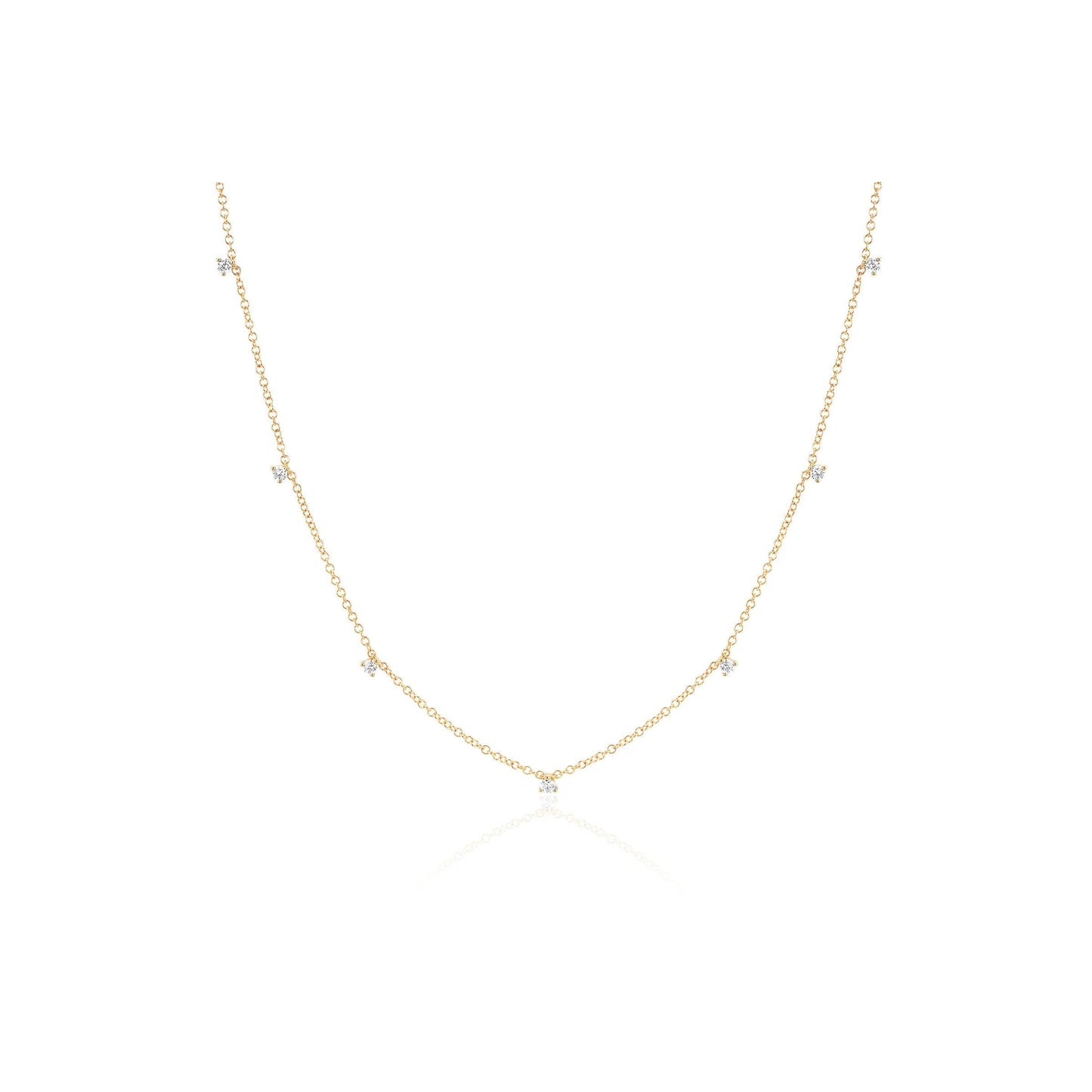 7 Prong Set Diamond Necklace-Necklace-EF Collection-14K Yellow Gold-hurdles-jewelry-boulder-colorado
