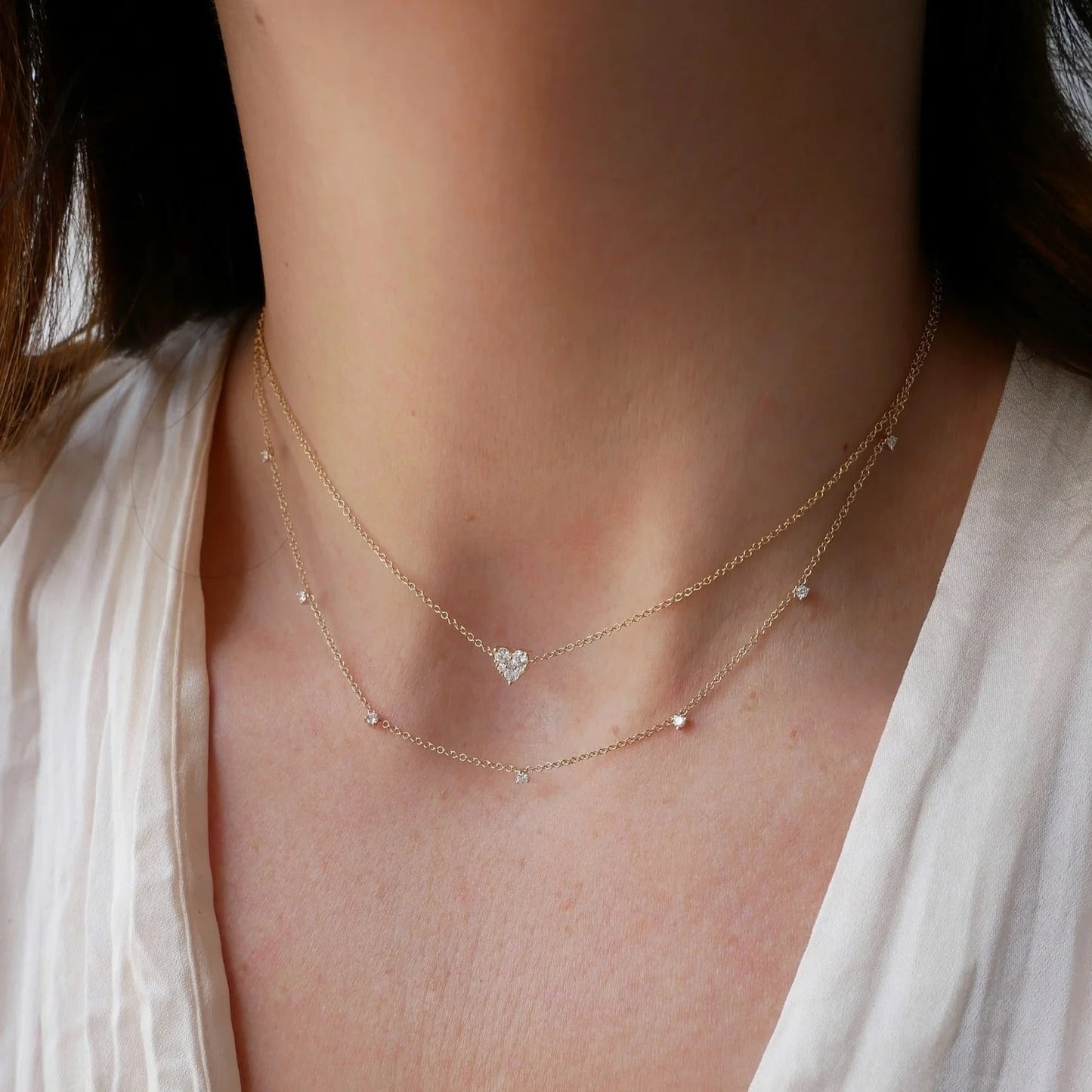 7 Prong Set Diamond Necklace-Necklace-EF Collection-14K Yellow Gold-hurdles-jewelry-boulder-colorado
