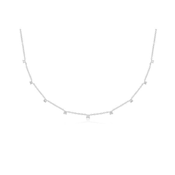 9 Prong Set Diamond Necklace-Necklace-EF Collection-14K Yellow Gold-hurdles-jewelry-boulder-colorado