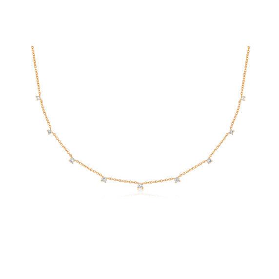 9 Prong Set Diamond Necklace-Necklace-EF Collection-14K Yellow Gold-hurdles-jewelry-boulder-colorado