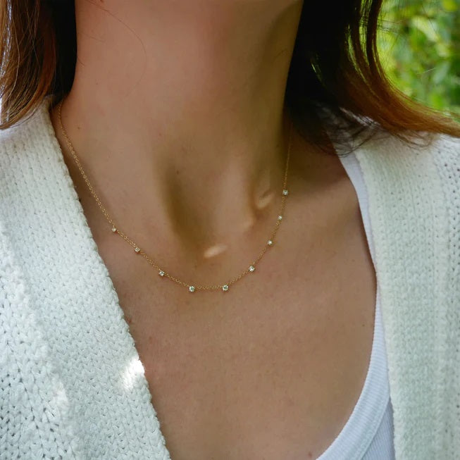 9 Prong Set Diamond Necklace-Necklace-EF Collection-14K Yellow Gold-hurdles-jewelry-boulder-colorado