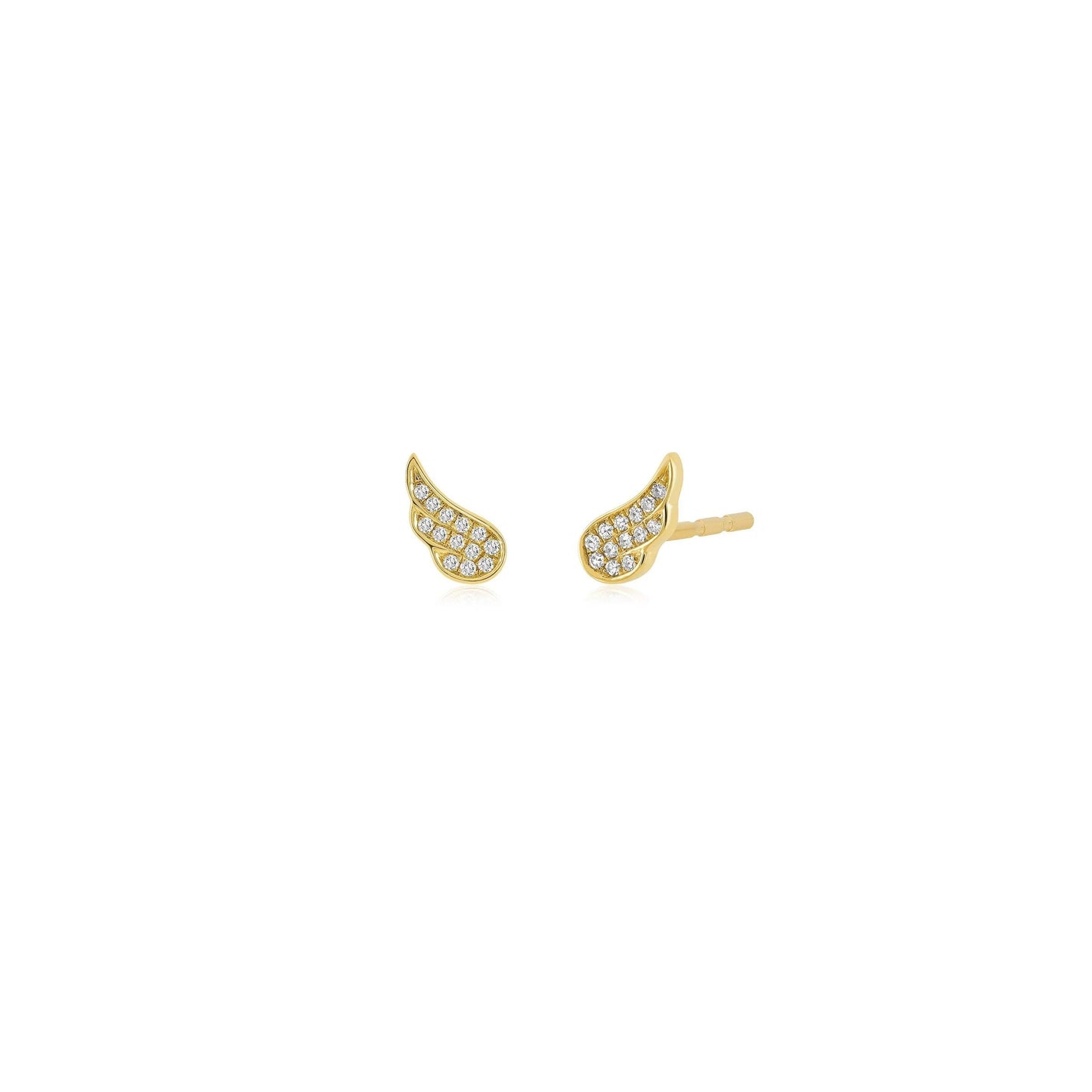 Baby Diamond Angel Wing Stud Earring-Angel Wing Collection-EF Collection-14K Rose Gold-Single - Left-hurdles-jewelry-boulder-colorado