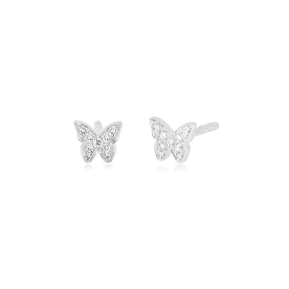 Baby Diamond Butterfly Stud Earring-Earrings-EF Collection-14k Rose Gold-Pair-hurdles-jewelry-boulder-colorado