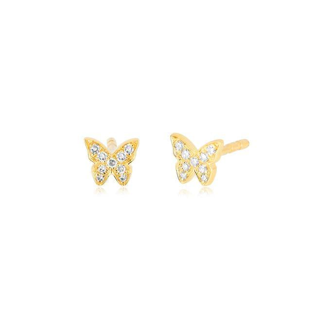 Baby Diamond Butterfly Stud Earring-Earrings-EF Collection-14k Rose Gold-Pair-hurdles-jewelry-boulder-colorado